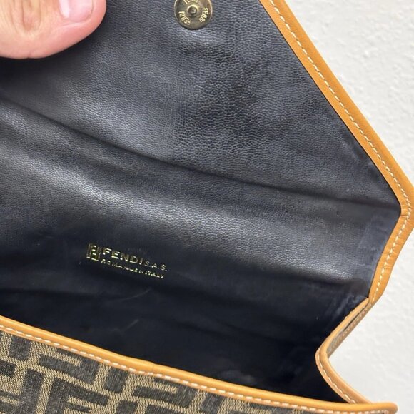 FENDI ZUCCA**COATED CANVAS** MONOGRAM CLUTCH/BAG - Picture 8 of 15